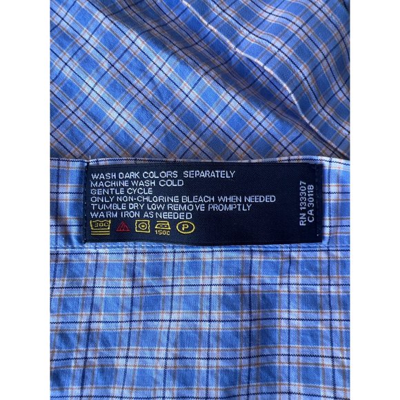 Nautica Button Front Blue Check Shirt Mens Size 34/35 - Picture 6 of 7